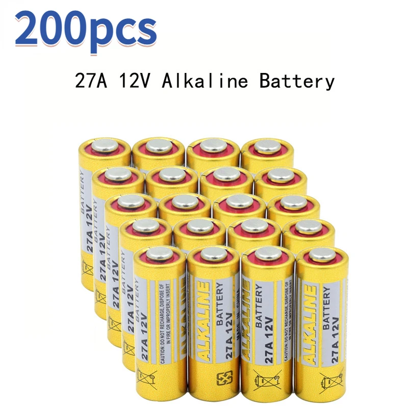 

200PCS 27A 12V Primary Dry Alkaline Battery 27AE 27MN A27 L828 for Doorbell Alarm Walkman Remote Control