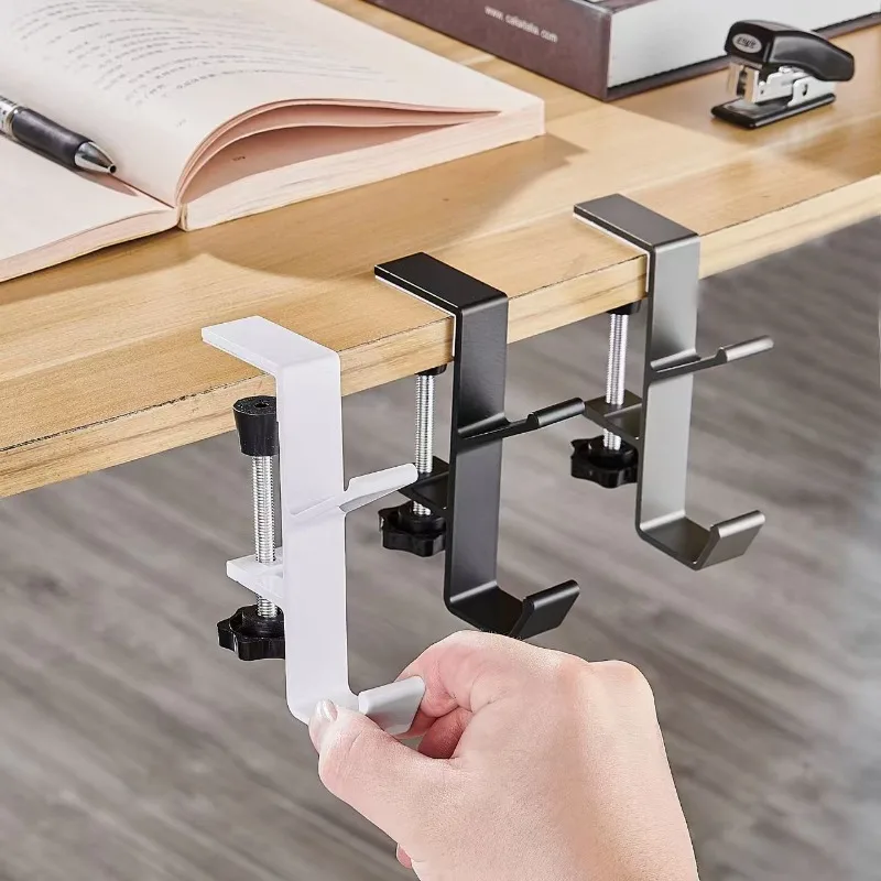 Adjustable Double Hook Desk Edge Gaming Headset Hook Student Backpack Storage Hanging Hook Punch-free Home Organizer Accessories