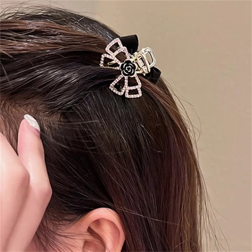 High Quality Two Sided Camellia Bowknot Small Hair Claw Women Bangs Hair Clip Headwear Princess Hair Accessories