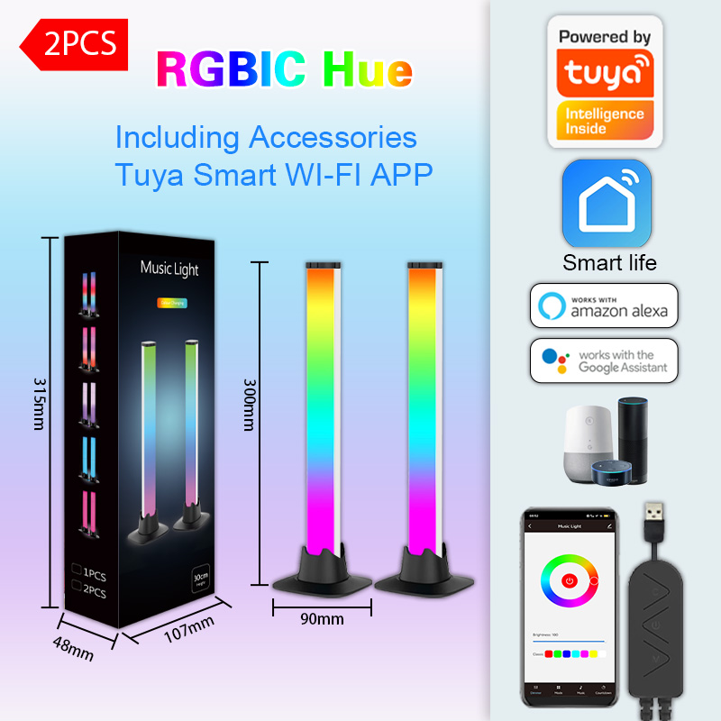  Wiscolor LED Pickup Light Bar RGBIC Music Rhythm Lights Smart App Control Desktop Light for TV Backlight Music Sync Gaming Light 