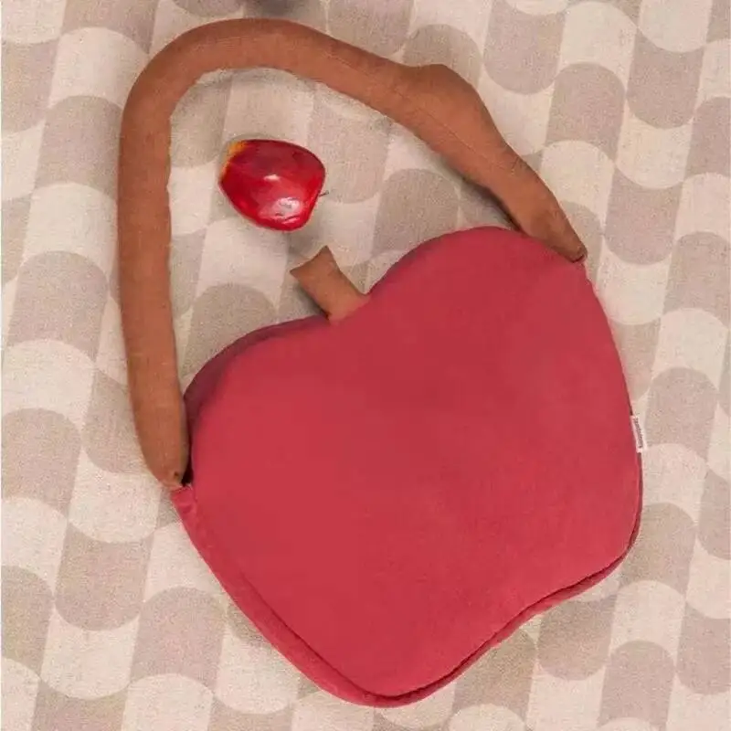 Bloom Red Apple Shape Handbag Women Large Capacity Minimalist Shoulder Bags Ladies Fun Personality Creative Underarm Bag 2025