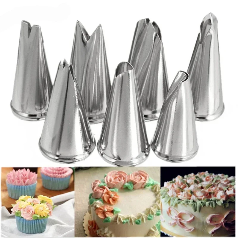 1/5/7Pcs Leaves Nozzles Set Stainless Steel Icing Piping Nozzles  Reusable Cream Tips Cupcake Decorating Tools Accessories