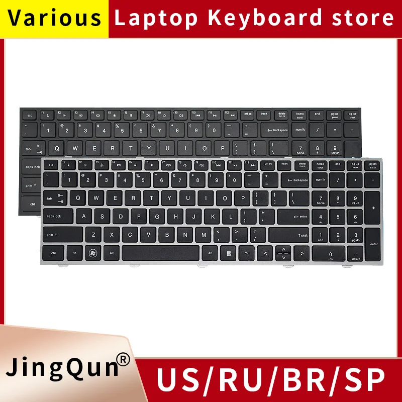 New US Russian Laptop Keyboard For HP PROBOOK 4540 4540S 4545 4545S With Silver Black Frame Replace Notebook