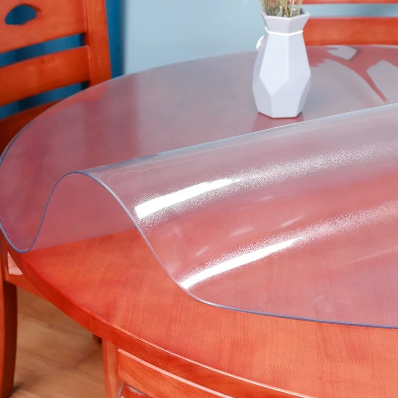 150cm Round PVC Table Protector 0.7mm Clear Frosted Desk Mat Waterproof Oilproof Tablecloth Cover Thick Dining Table Pad Decor view 4