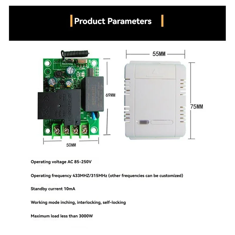 ABKI-433 МГц Универсальный беспроводной пульт дистанционного управления, релейный модуль AC220V и передатчик 500 м для света/гаражных ворот/двигателя