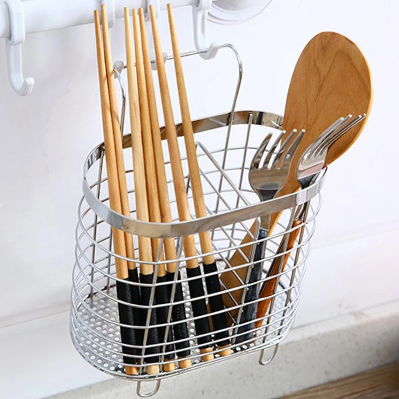 Suspension Type Household Stainless Steel Kitchen Cutlery Holder Drainer For Chopstick Forks Spoons Storage Organizer Ware Racks