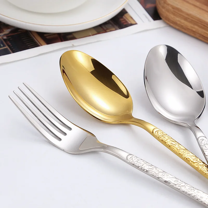 5 Pcs Luxury Golden Cutlery Set Dinnerware Set Tableware Black Dinner Fork Knife Silverware For 1 Flatware 4 Pcs Drop Shipping