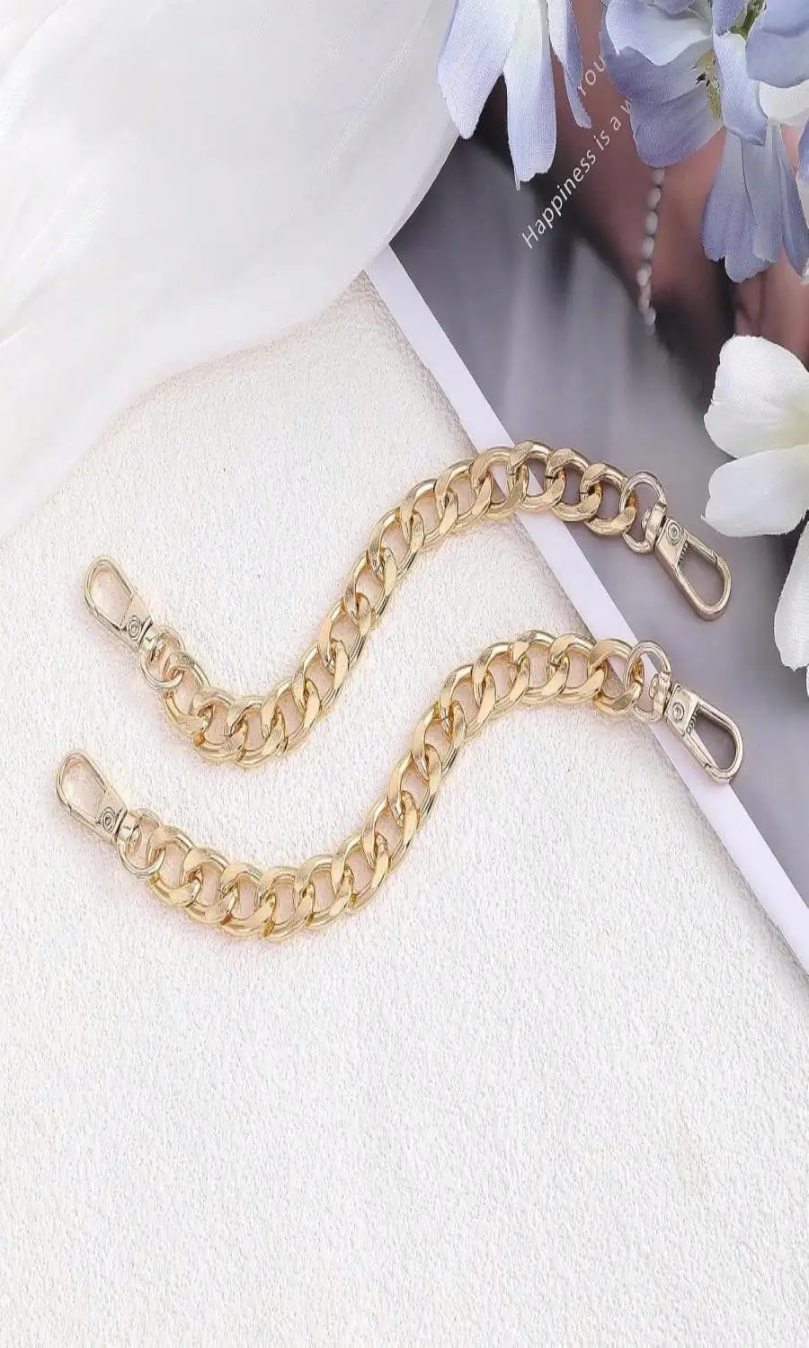 2 PCS 7.8Inch Purse Chain Charm Golden Wallet Chains Metal Purses Strap Extender Replacement For Handbags Shoulder