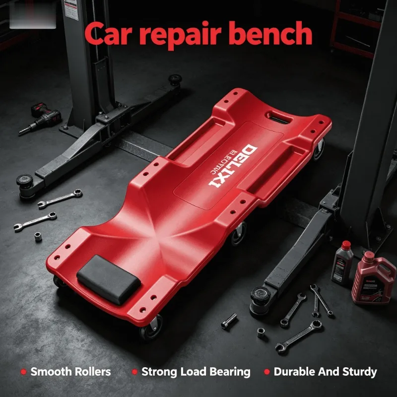 Car Repair Ramps Low Profile Padded Rolling Wheels Heavy Duty Foldable Steel Adjustable Headrest Car Mechanic Creeper Car Board