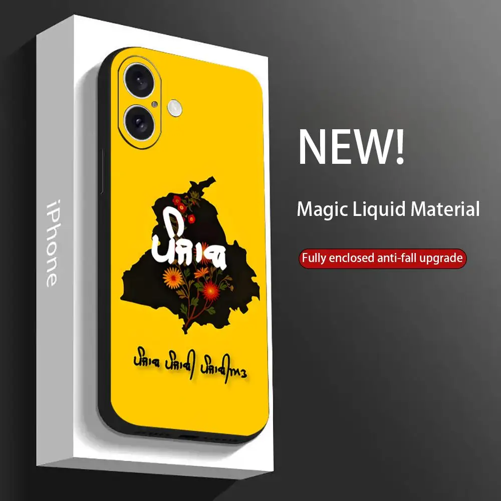 شعبية البنجاب خريطة تصميم جراب هاتف آيفون 17 16 15 14 13 12 11 X XR XS 8 Plus Mini Pro Max لينة سوداء غطاء مقاوم للصدمات