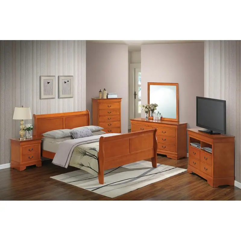 Queen Bed Oak G3160A-QB، تصميم أنيق، هيكل متين، مثالي لغرف النوم الحديثة #4