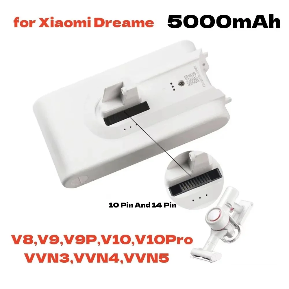 (5000mAh)Replacement Vacuum Cleaner -Spare Battery for Xiaomi Dreame V8,V9,V10,V10Pro,VVN3,VVN4,VVN5,XR Lithium Ion Battery