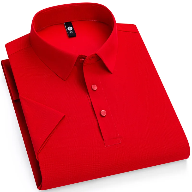 korean popular clothes short sleeve shirts for men slim fit formal plain polos solid color soft office tops white black shirt