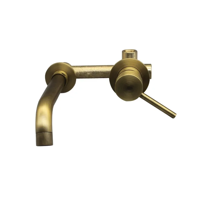 

Brass antique into the wall one-piece basin hot and cold faucet, concealed double hole single handle