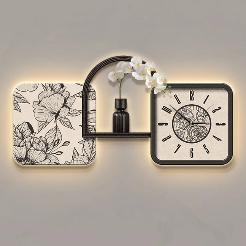 

European Style Ancient Wind Living Room Decoration Wall Clock Flower Design Clock Mural Restaurant Hanging Painting Wall Watch