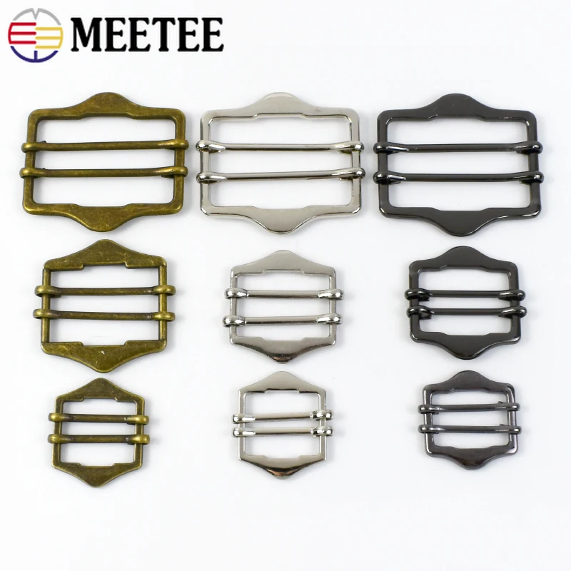 5/10/20Pcs 20/25/30/40mm Metal Tri Glide Slider Buckle Double Pin Sliders Bag Strap Webbing Adjustment Buckles DIY Accessories