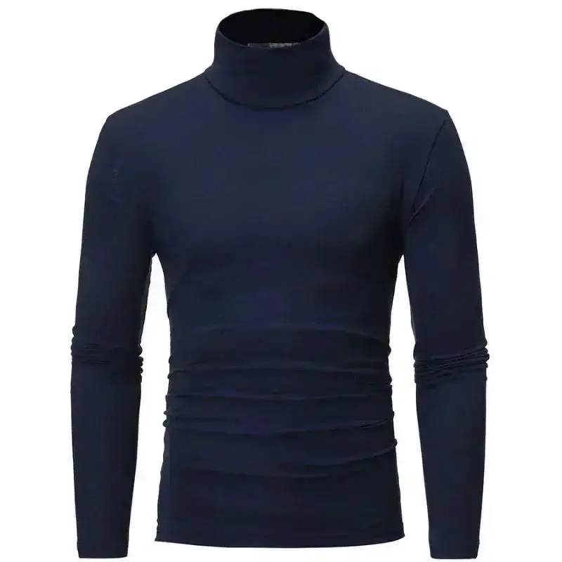 Ropa interior térmica para hombre, Top informal ajustado de cuello alto, camisa básica de manga larga, jersey de otoño, ropa interior con cuello