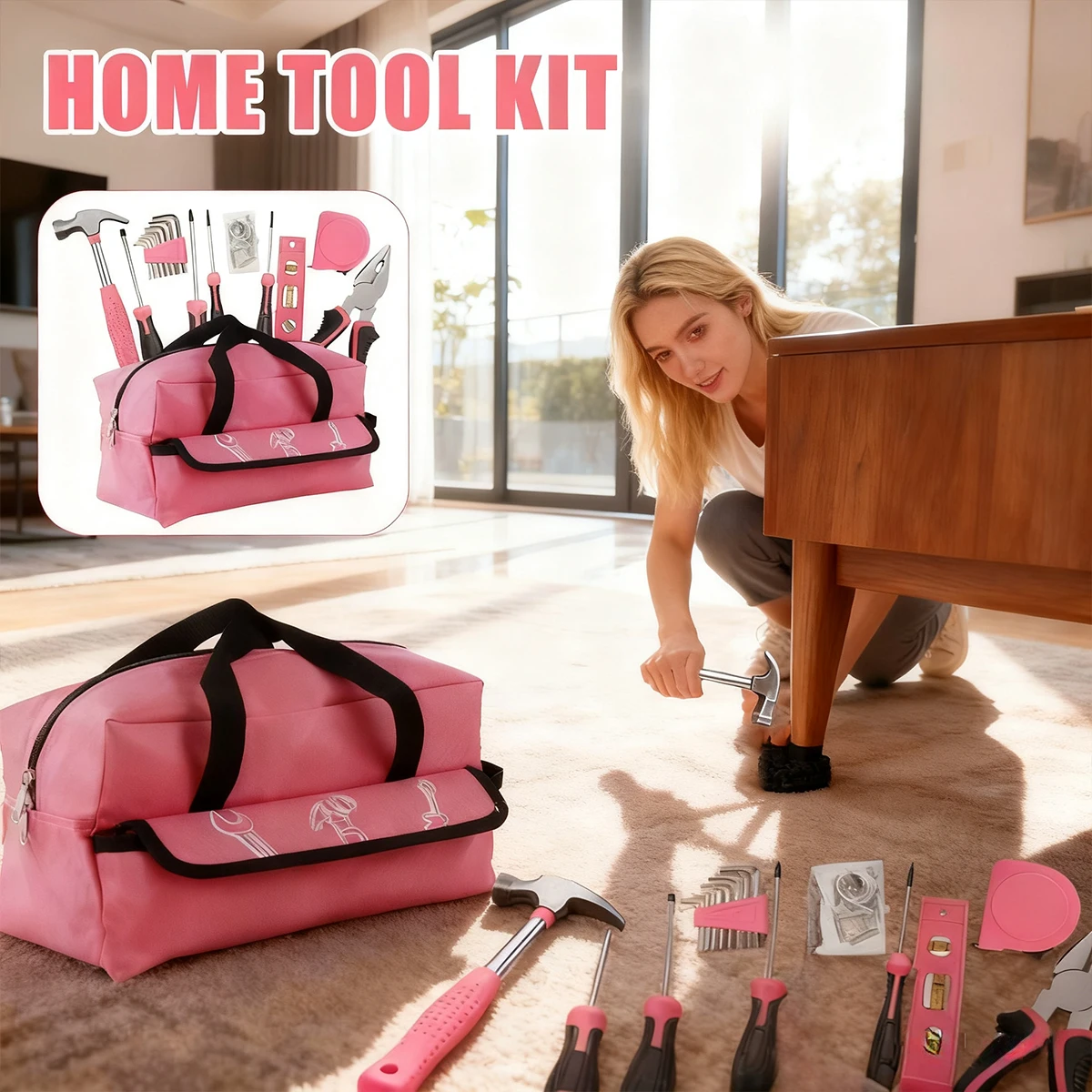 

Piece Tool Set General House hold Hand Tool Kit with Plastic Toolbox Storage Case Used to Car repair And home Repair
