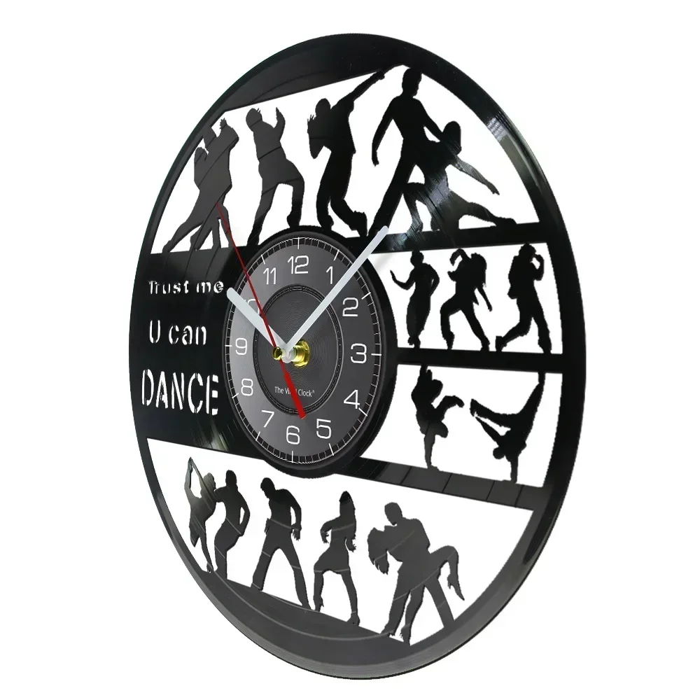 Trust Me You Can Dance Vinyl Record Wall Clock for Dance Studio Dancing Slogan Cut Out Music Album Disk Crafts Clock Dancer Gift