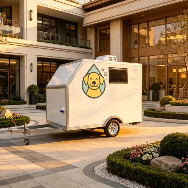 Customized Multifunctional Mobile Pet Salon Trailer Outdoor Dog Cat Washing Grooming Vehicle for Commercial Service Business
