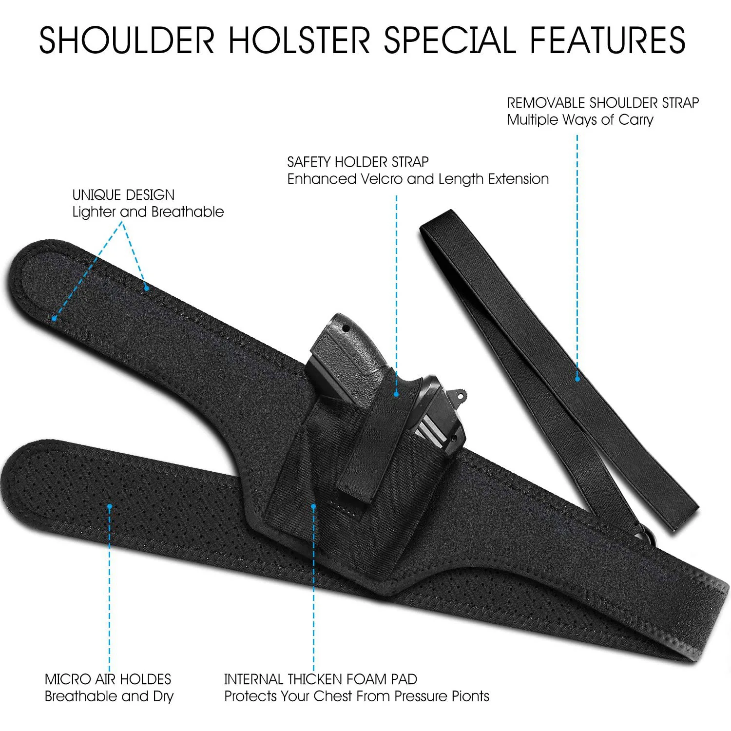 Underarm Hidden Gun Holster Shoulder Holster Right Hand Tactical Handgun Carry Pouch Bullet Clip Sleeve  Gun 17 19 Holder