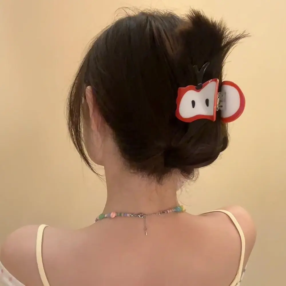 مشبك شعر برسوم كرتونية تفاحة ، ملابس شعر مضحكة إبداعية ، إكسسوارات لطيفة ، جديدة