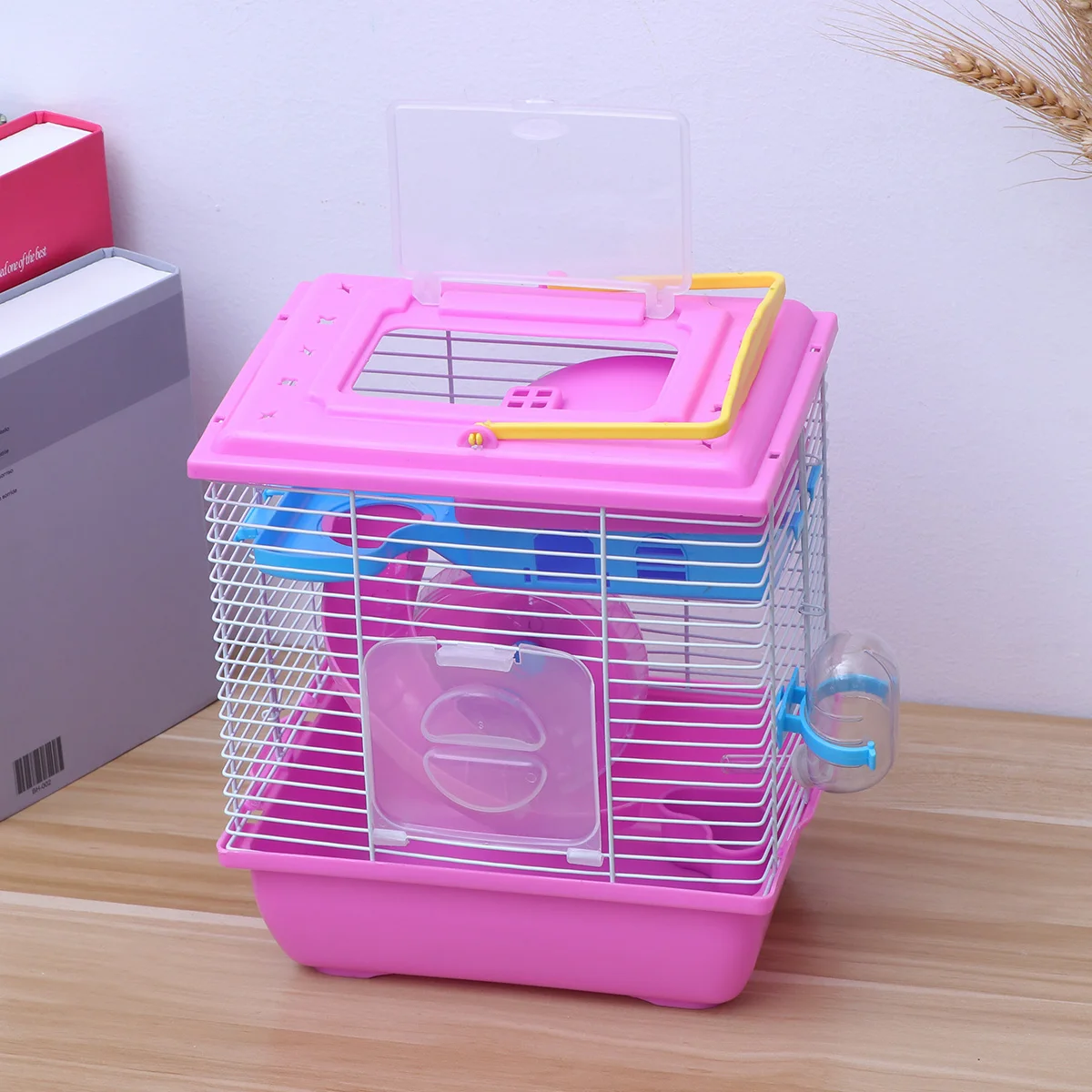 

Hamster Cage Double Layer Slide Plastic Running Wheel Leak Proof Water Jug Small Pet House Supplies