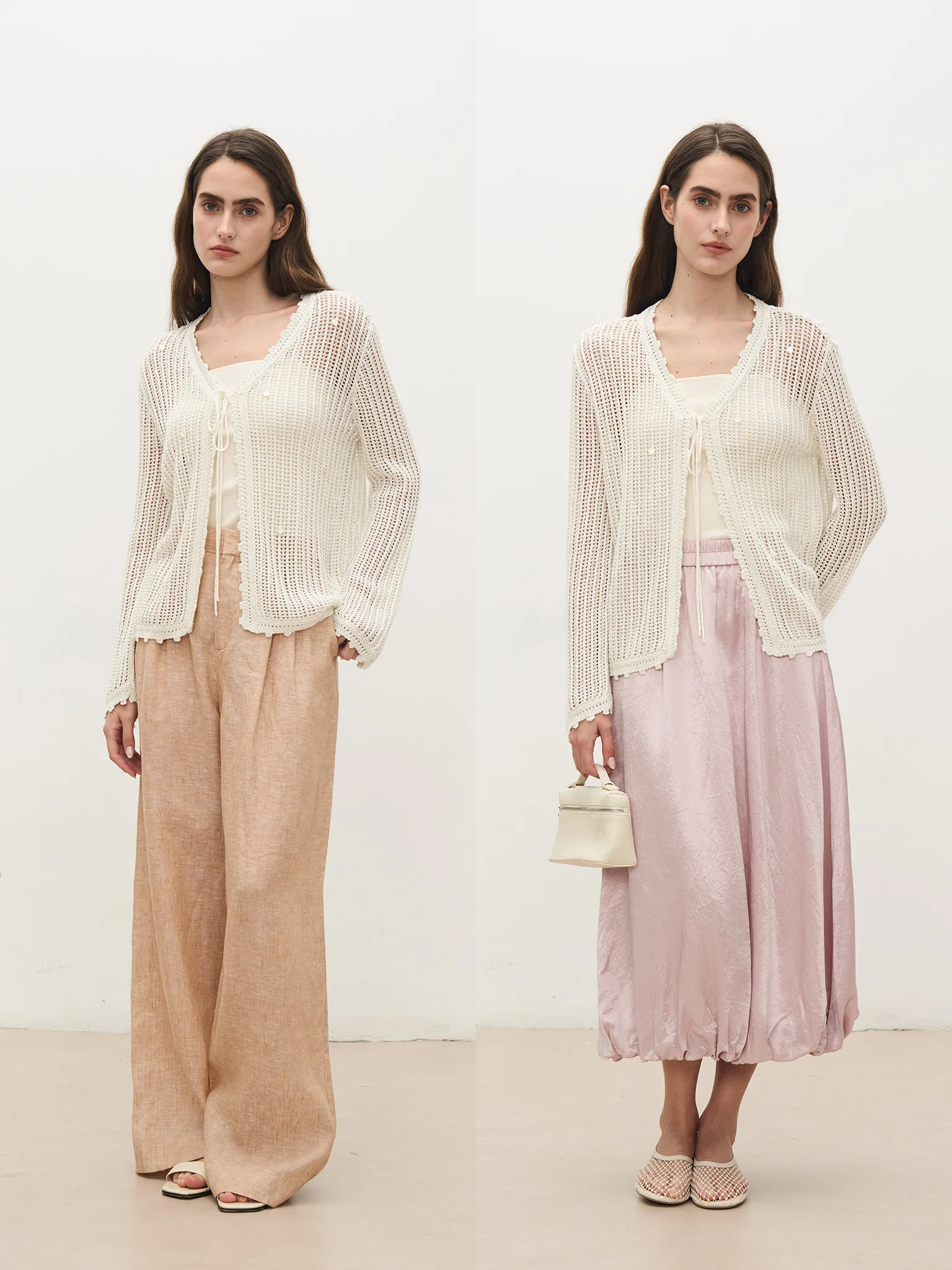 

Вязаный кардиган с V-образным вырезом и ажурным цветочным узором, женский повседневный вязаный свитер, летняя мода