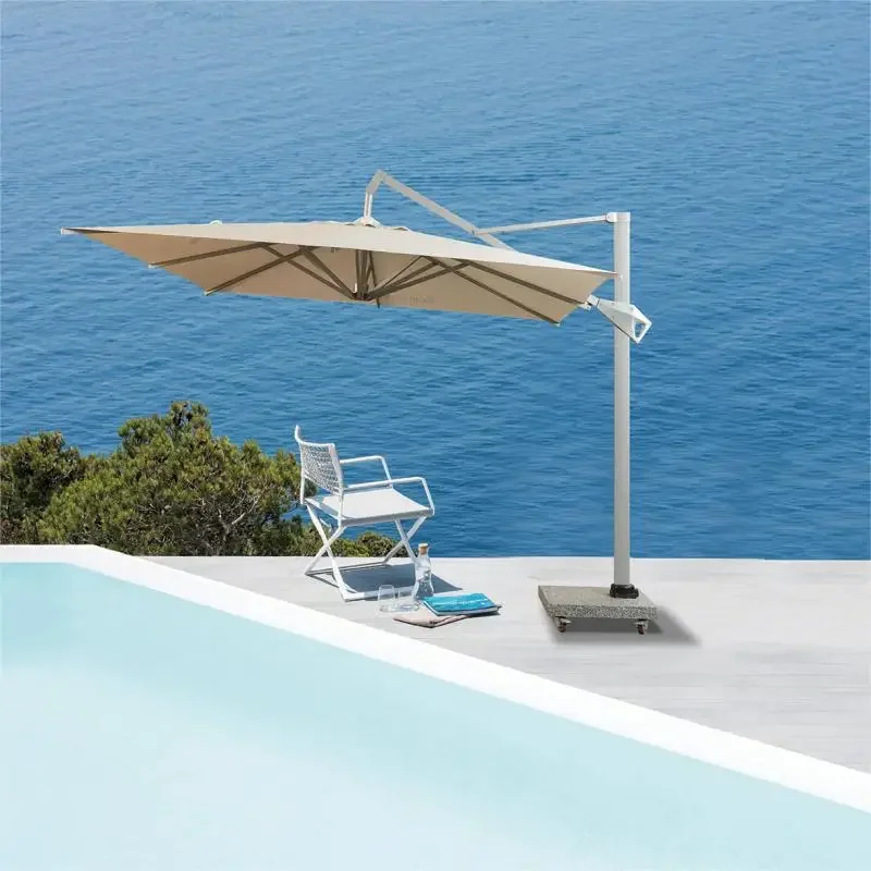 

Top Sales Led Light Solar Beach Patio Umbrella with Water Luxury Hotel Tank or Marble Base Outdoor Parasols