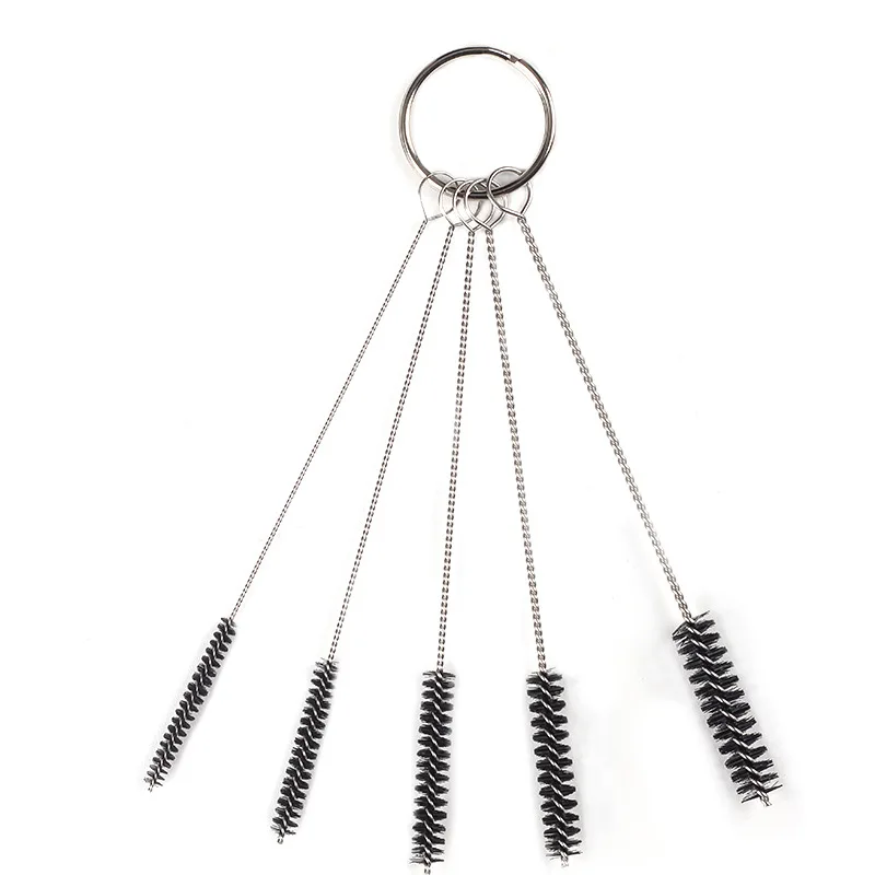 5Pcs/Set Stainless Steel Nylon Cleaning Brush For Weed Pipe Clean Glass Hookah Smoking Pipe Cleaning Brush Tobacco Accessory