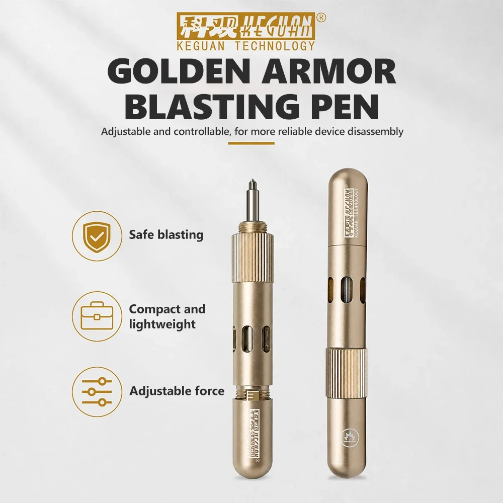 KEGUAN Gold Armor Blasting Pen Adjustable Pressure for Mobile Phone Repair Lens Glass Back Cover Removal Precision Blasting Tool