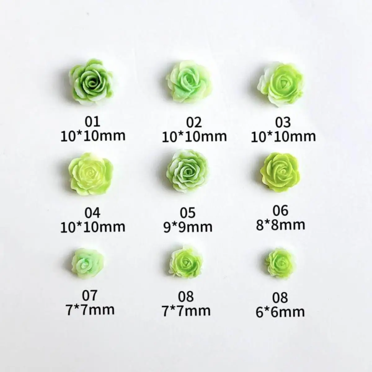 Random Mixed Green Rose Series Nail Art Charms 3D Resin Luminous Rose Camellia Nail Art Decorations Accessories For Manicure DIY