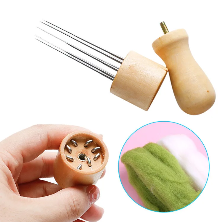 1-40pcs Felting Needles Wool Felt Tools with Eight Needles Tool Craft Felt Needle with Solid Wood Handle With Finger Cots