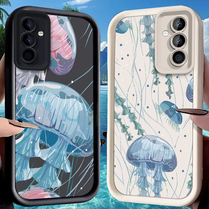 Sea Creature Jellyfish Case for Samsung Galaxy A53 A50 A50S A36 5G A35 A34 A33 A32 A30 A26 A24 A23 A22 A20 A16 A15 A14 4G Cover