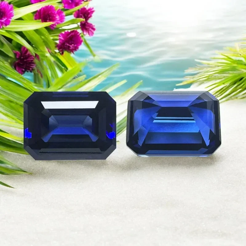 

Emerald Cut Royal Blue Lab Grown Sapphire, Certified Loose Gemstone, DIY Inlay Material for Ring Necklace Jewelry