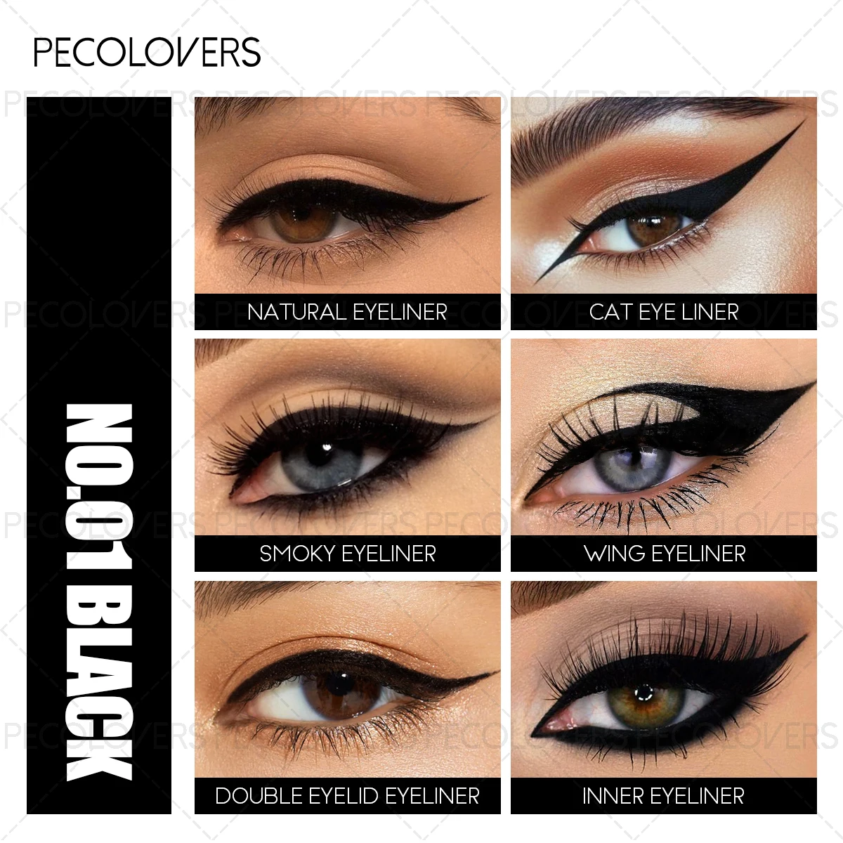 3PCS/SET Liquid Lipstick+Black Eyeliner+Shiny Eyeshadow Pen, Match to Create a Black Punk Makeup, Halloween/Parties, Charming