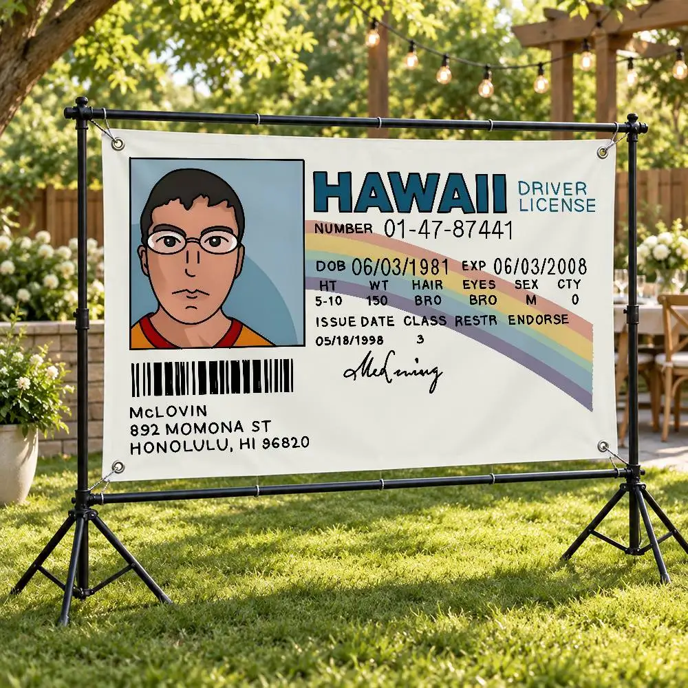 Mclovin ID Aesthetic Wall Tapestry Flag Printed Wall Hanging Living Room Party Outdoor Decor