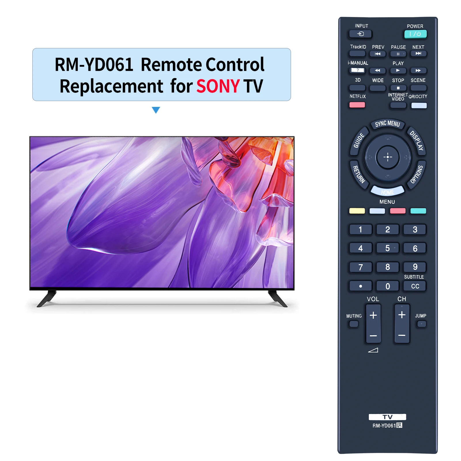 New RM-YD061 Remote Control for Sony TV KDL-32EX720 KDL-55HX729 KDL-40EX720