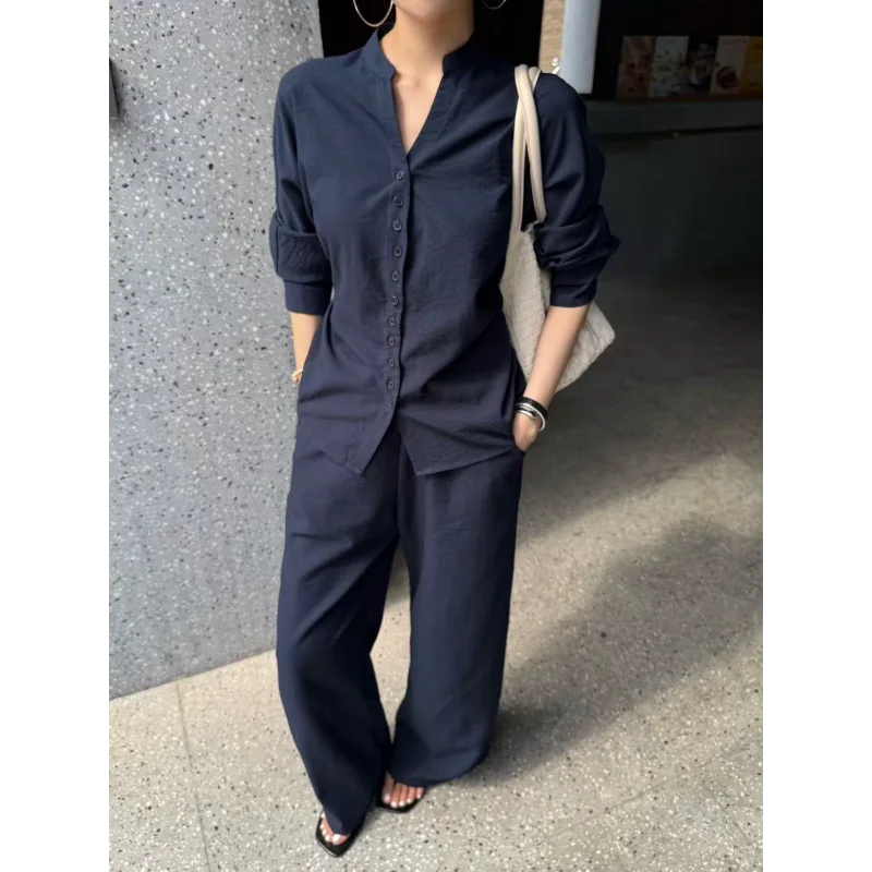Old Money Style Suit Elegant Fashionable Shirt Long-sleeved Slim High-waisted Elegant Casual Pants Two-piece