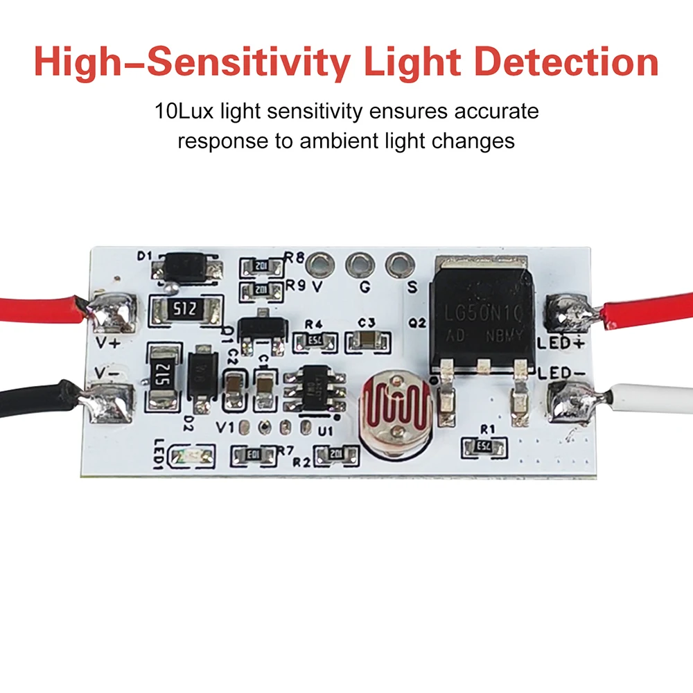 مفتاح مستشعر الضوء التلقائي على إيقاف الكهروضوئية مفتاح إضاءة الشارع DC12-80V مستشعر حساس للضوء #5