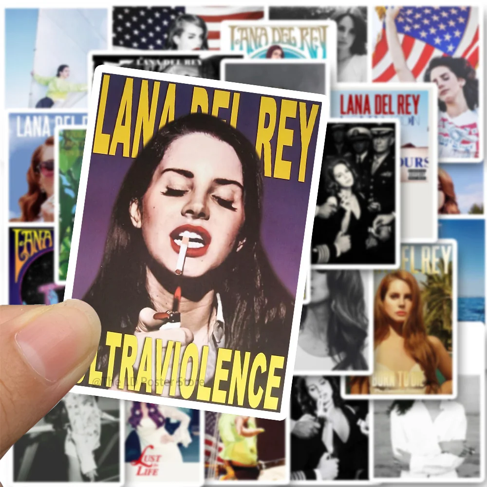 25Pcs Mixed Singer Lana Del Rey Vintage Posters Born To Die Poster Stickers for Laptop Luggage Phone Decor Wall Sticker Kids Toy