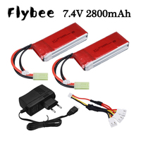 Upgraded 7.4V 2800mAh 25C Lipo Battery + Charger For wltoys WL912-A RC racing Boat 2S 7.4V Battery For Feilun FT009 RC Speedboat