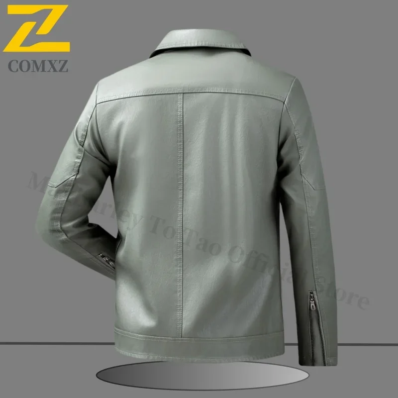 Spring Men's Leather Jacket 2025 New Fashionable Men's Business Office Black PU Jacket High Quality Men's Clothing Big Size 6XL