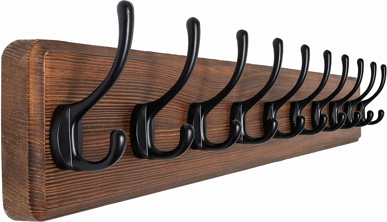 

Farmhouse Style Wall Mounted Coat Rack, 38.6'' Pine Solid Wood with 10 Hooks for Clothes and Towels