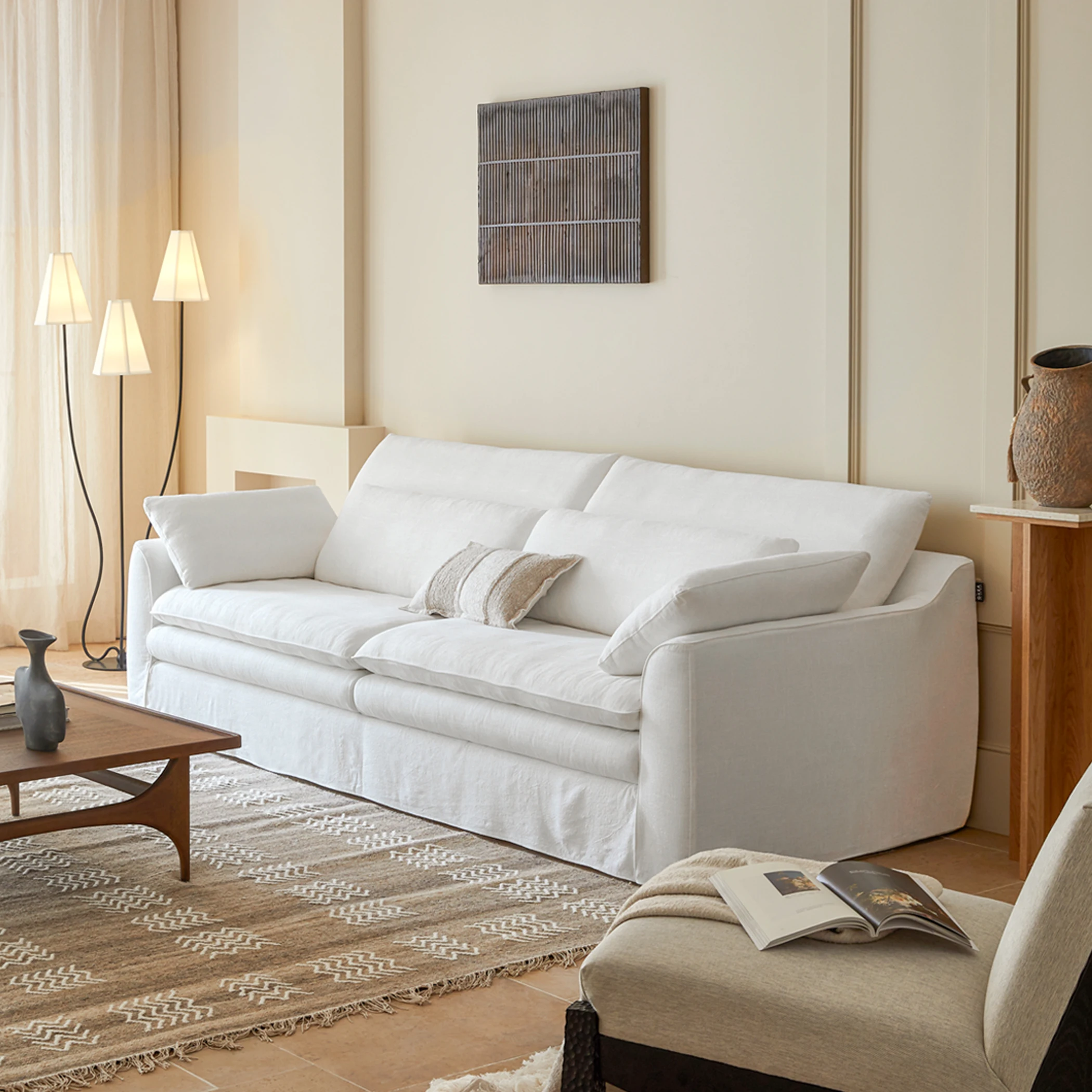 Cream Minimalist Living Room Sofas White Designer Filling Individual Living Room Sofas Relaxing Lounge Muebles Salon Furniture