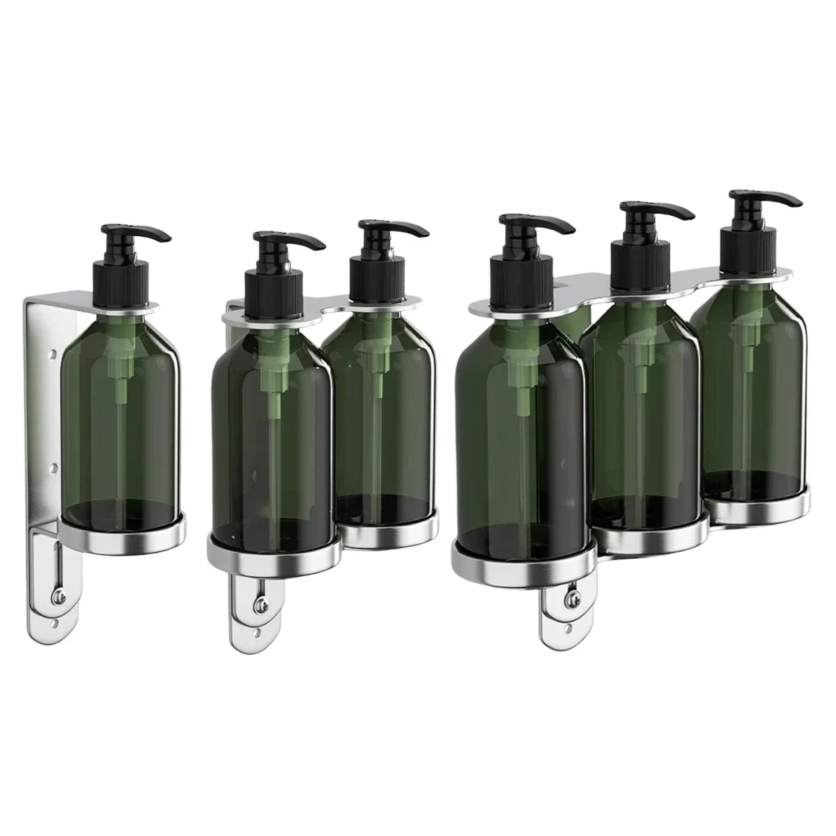 Wall Mounted Manual Soap Dispensers Hotel Shampoo Shower Gel Separate Bottles Wall Mounted No Punching Boxes Bathroom Accessory