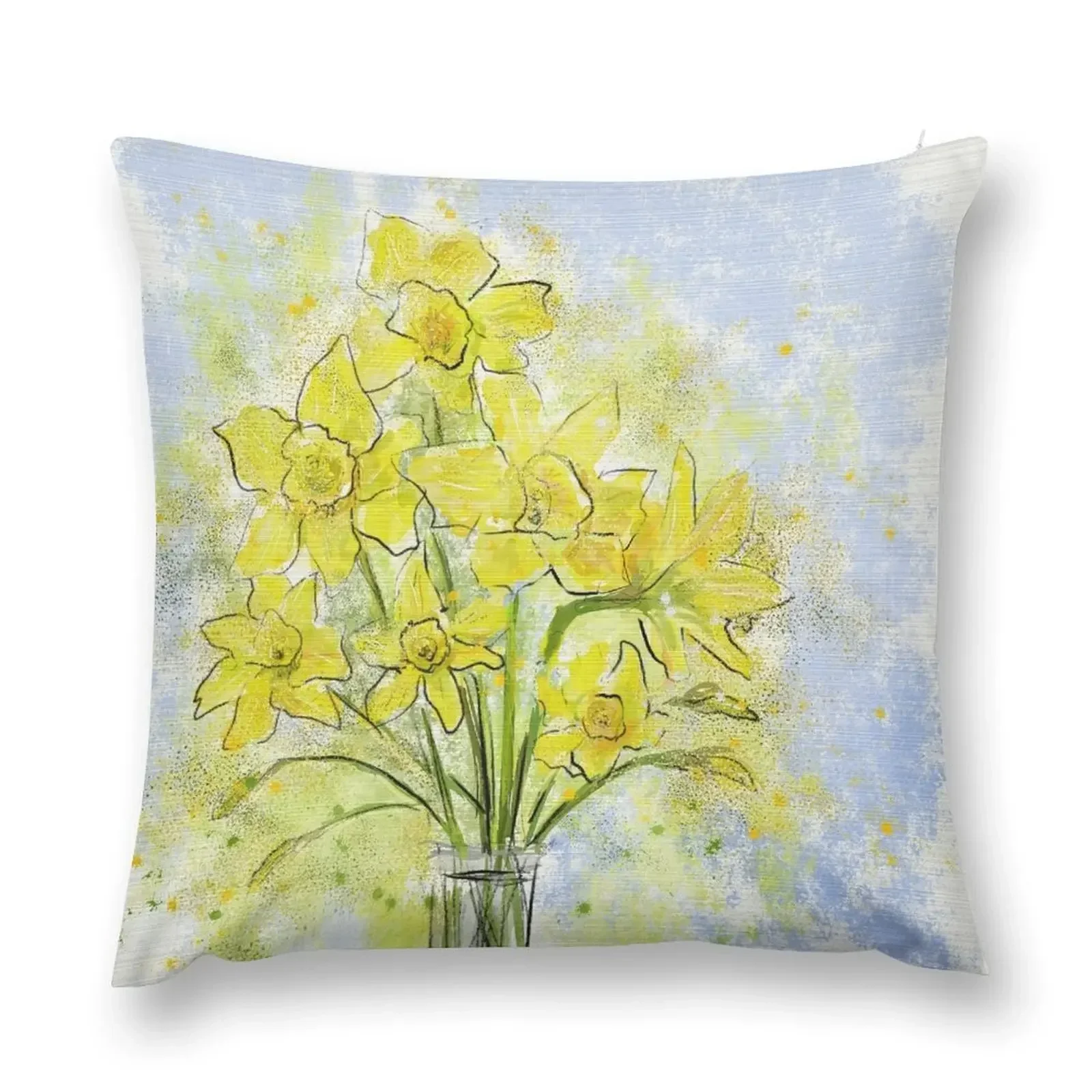 Daffodils in Sunshine Yellow Throw Pillow Christmas Pillowcase Pillowcases Cushion Covers Sofa pillow