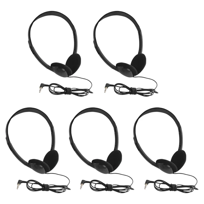 (Begrenztes Angebot) 5 Stück Klassenzimmer-Kopfhörer Kinder-Kopfhörer 3,5 mm Audio-Headset für Studenten, Kinder, Kleinkinder, Teenager