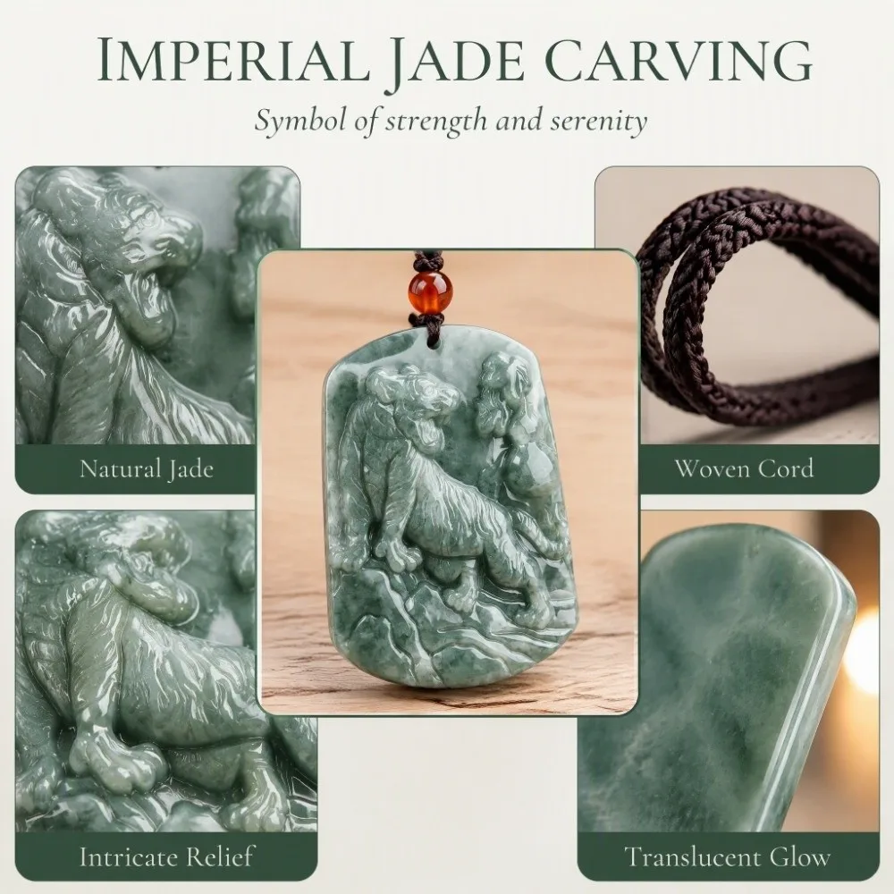 A-Grade Zodiac Tiger Pendant Hand Carved Majestic Tiger Brand Pendant Necklace Lucky Mascot Traditional Chinese
