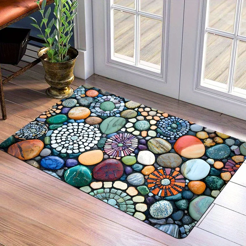 VIKAMA Coloured Pebble Design Entrance Doormat Soft Comfortable And Wear Resistant Rug Perfect For Kitchens And Bathrooms